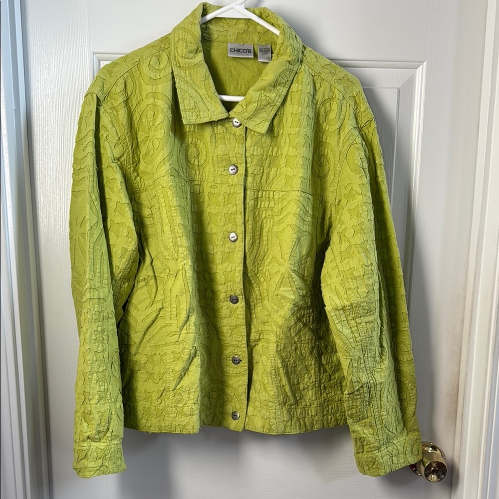 Chico's Green Textured Women's Jacket
